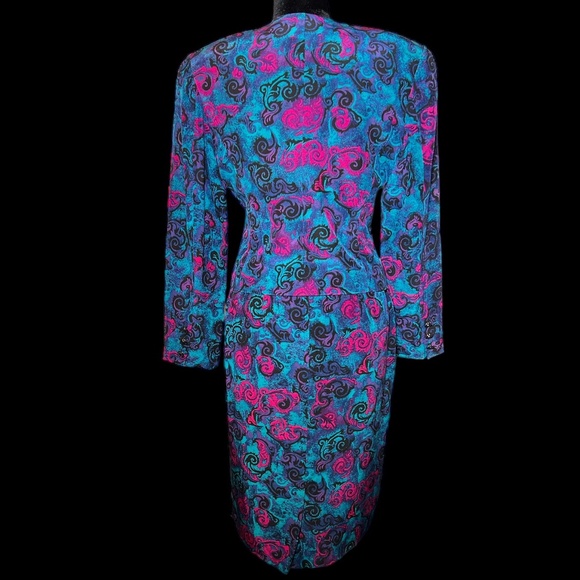 Collections By Michelle Stuart - 80's 2-Piece Vibrant Silk Suit - Size 8 - Picture 9 of 14